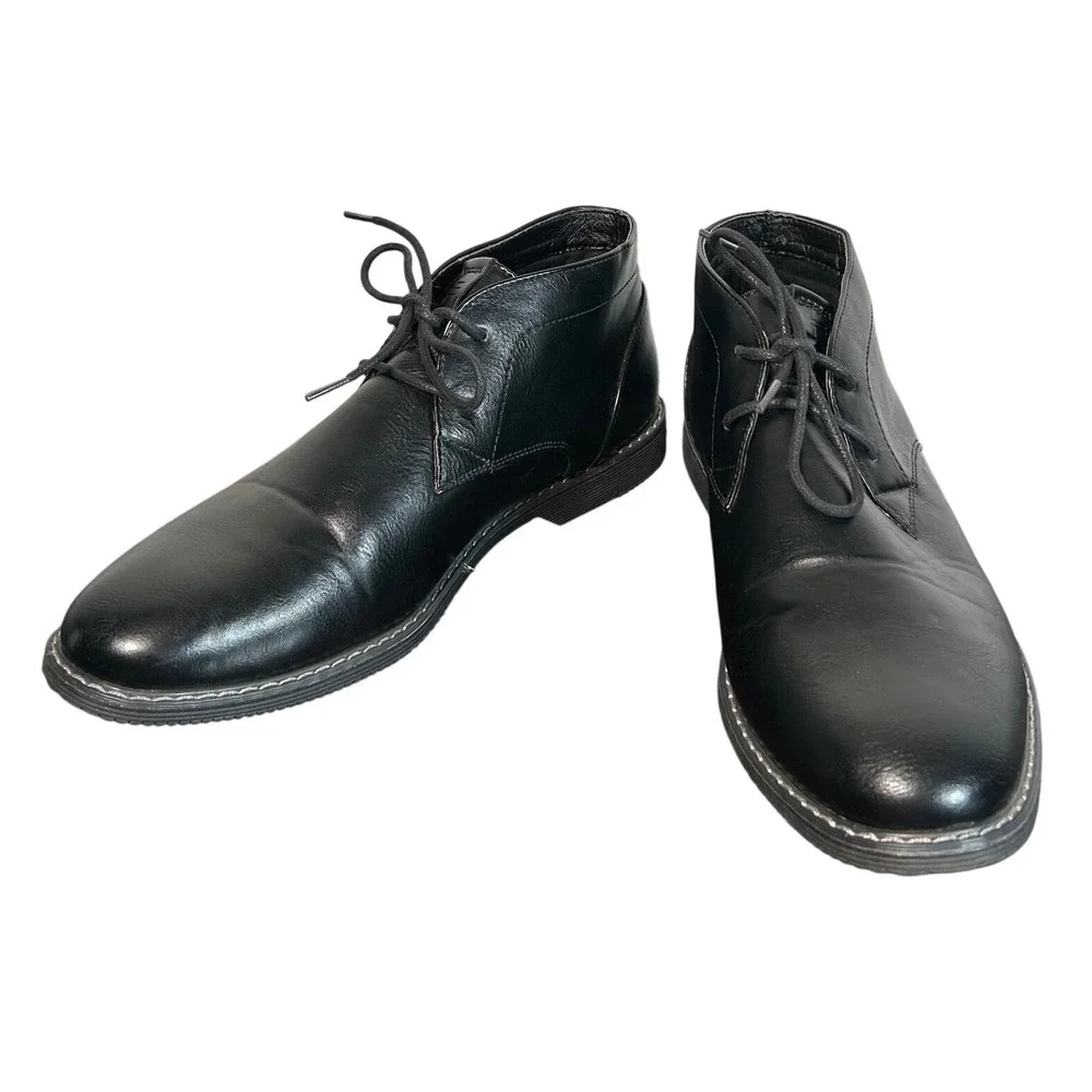 London Fog Mens Blackburn Boots Black Chukka Lace Up Memory Foam Size 10M